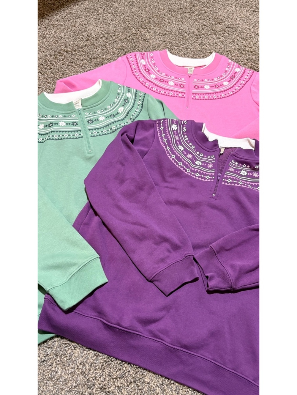 3 Blair women’s printed yoke quarter zip sweaters PL